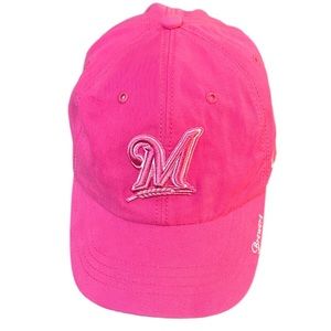 Milwaukee Brewers 47 brand baseball hat cap MLB pink Buckle back adjusta…